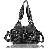 Angel Kiss Purses for Women Small Hobo Shoulder Bags Vagen Leather Multi-Pocket Tote Bag with Zipper