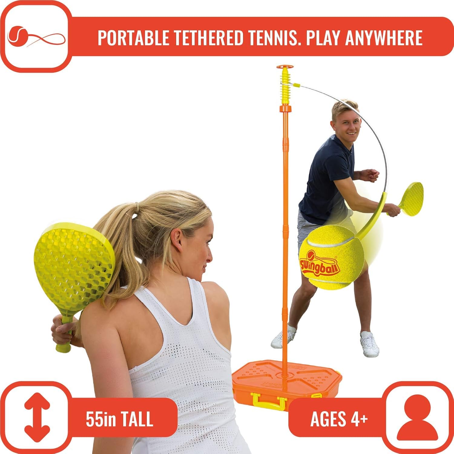 Mookie Swingball Classic Swingball Tetherball Set - Portable Tetherball, Blue/Red, One Size: Toys & Games
