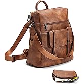 KoboIn Backpack Purse for Women Fashion Designer Laptop Backpack for Women 15.6 inch Casual Daypack Backpacks with Wristlet (Two-toned Brown)