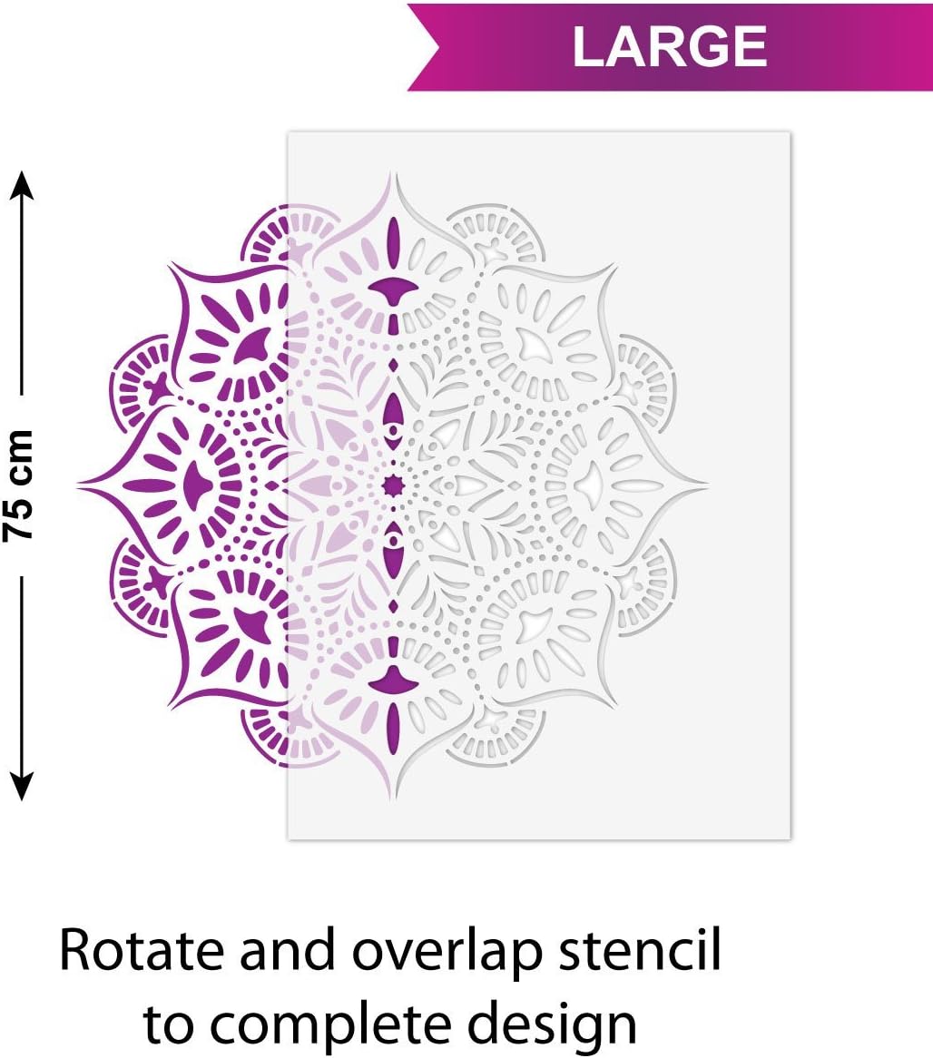 CraftStar Reflections Mandala Stencil - Reusable Medallion Motif Template, 75cm Large - Image 4