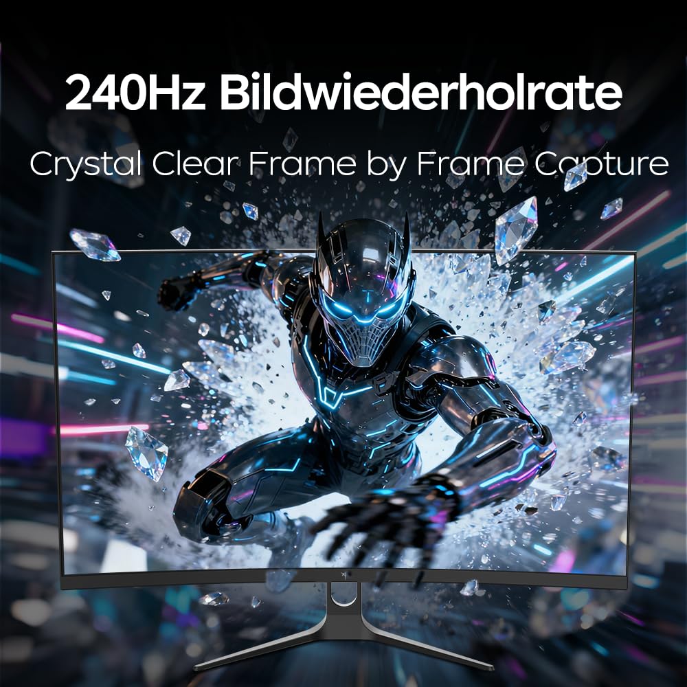 KTC Gaming Monitor 32 Zoll Curved | FHD 240Hz | 1ms MPRT | VA Panel 1500R | HDR10 | 5000:1 Kontrast | AMD FreeSync, Flicker-Free | sRGB 128% Wide Color Gamut | HDMI 2.0/DP 1.4 | VESA-Mount | H32C5 5