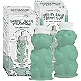 Legendairy Milk Honey Bear Straw Cup Silicone for Babies (Green), 8 oz. Dishwasher Safe Baby Straw Cup, Food Grade Silicone, Honeybear Sippy Cup for Ages 4+ Months, Trainer Straw Cup (Pack of 2)