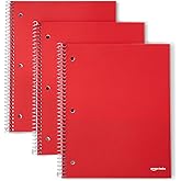 Amazon Basics 4x4 Graph Ruled Spiral Notebook, Poly Cover, 100 Sheets, 9" x 11", Coral, 3 pack