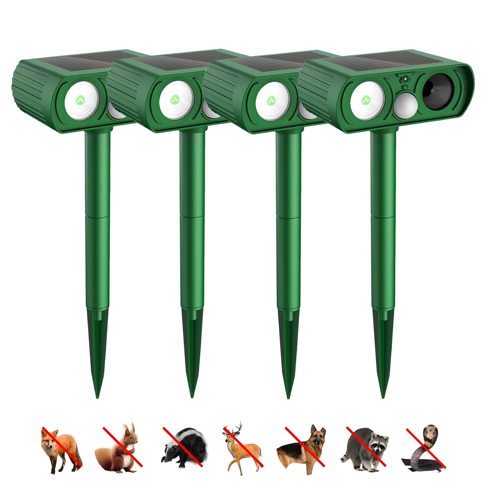Photo 1 of Animal Deterrent Devices Outdoor, Solar Animal Repeller with Motion Sensor Animal Repeller to Repel Cat, Deer, Squirrel, Rabbit, Dog, Skunk (Green - 4 Pack)