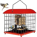 Caged Double Suet Feeders - Starling Proof Seed Wild Bird Feeders- Squirrel-Proof Large Metal Dual-Purpose Caged Bird Feeders