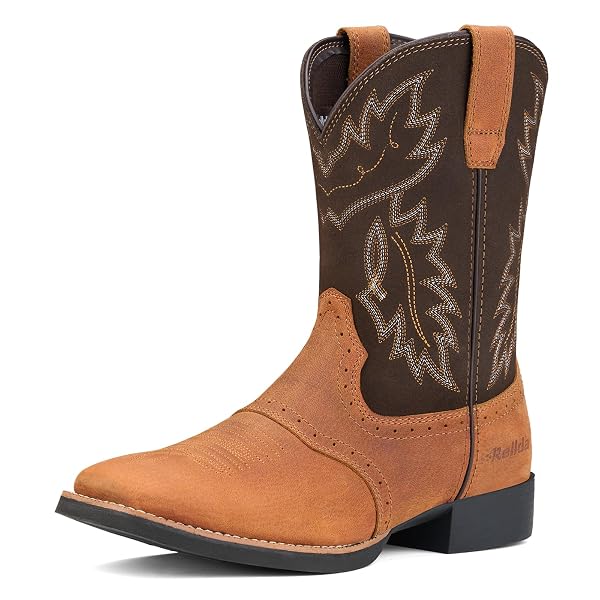 ROLLDA LEATHER COWBOY BOOTS FOR MEN WESTERN BOOTS...
