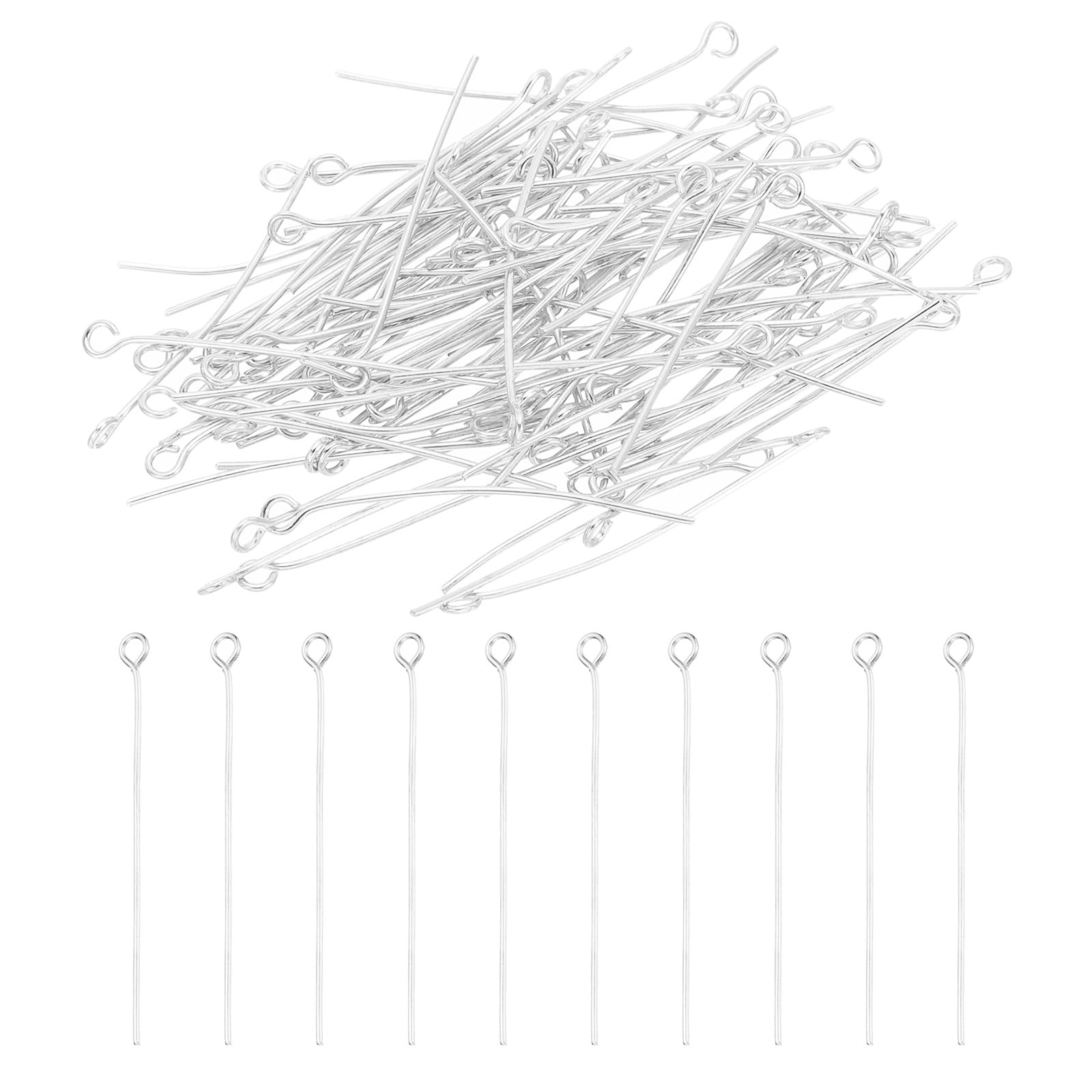 PATIKIL 35mm Open Eye Pins, 400Pcs 21 Gauge Metal Head Pins Needles Eye Pins for Jewelry Making Findings Earring Necklace Bracelet DIY Crafts, Silver Tone