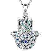 Grmdit Hamsa Necklace Sterling Silver Evil Eye Pendant Fatima Hand Jewelry Gifts for Women Men