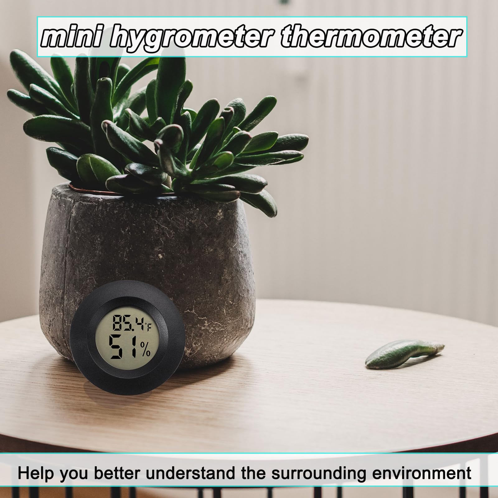 Mini Hygrometer Digital Thermometer Humidity Meter 2 Pack Hygrometer Thermometers Indoor/Outdoor Humidity Monitor Reptile Thermometer for Greenhouse Garden Cellar Fahrenheit(℉)/ Celsius(℃)