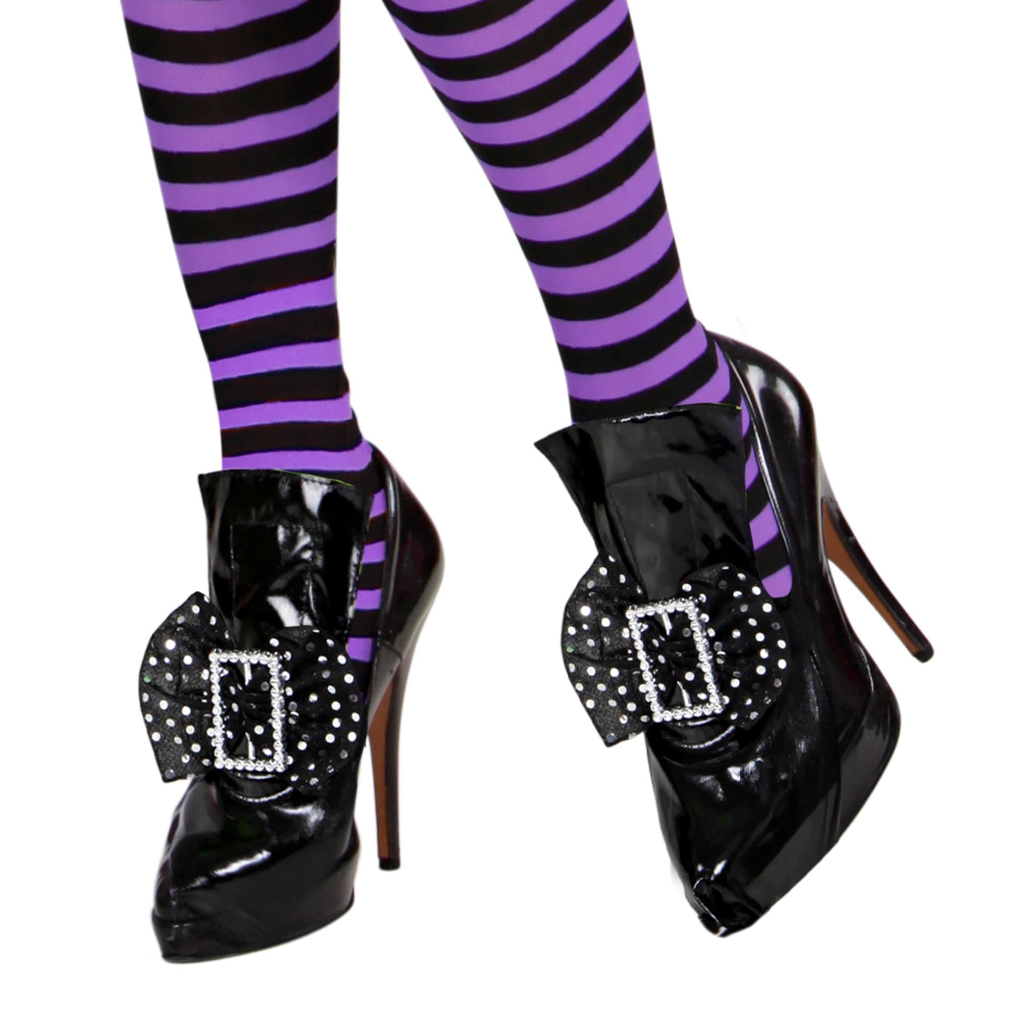 W WIDMANN MILANO Party Fashion - Adult Vinyl Witch Shoe Covers with Buckle and Decorations, Dark, Gothic, Vampires, Halloween, Carnival, Theme Parties