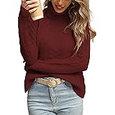 BreathSunny Womens Cute Turtleneck Cable Knit Sweater Cropped Spring 2026 Long Sleeve Pullover Sweaters Tops