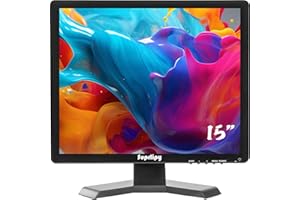 Suprlipy 15 Inch TFT LCD Security CCTV Monitor 1024x768 4:3 Resolution Color Display Screen Support HDMI/VGA/AV/BNC/MIC USB Ports with Remote Control Built-in LounSpeakers for Home Security Monitor