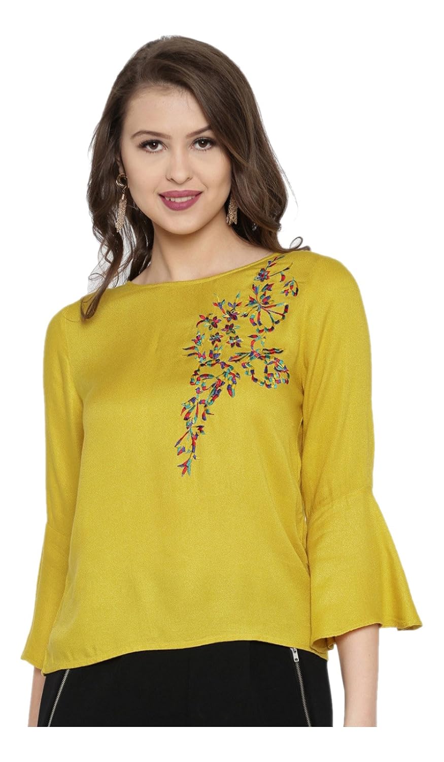 rare women mustard solid regular top (ep2220)