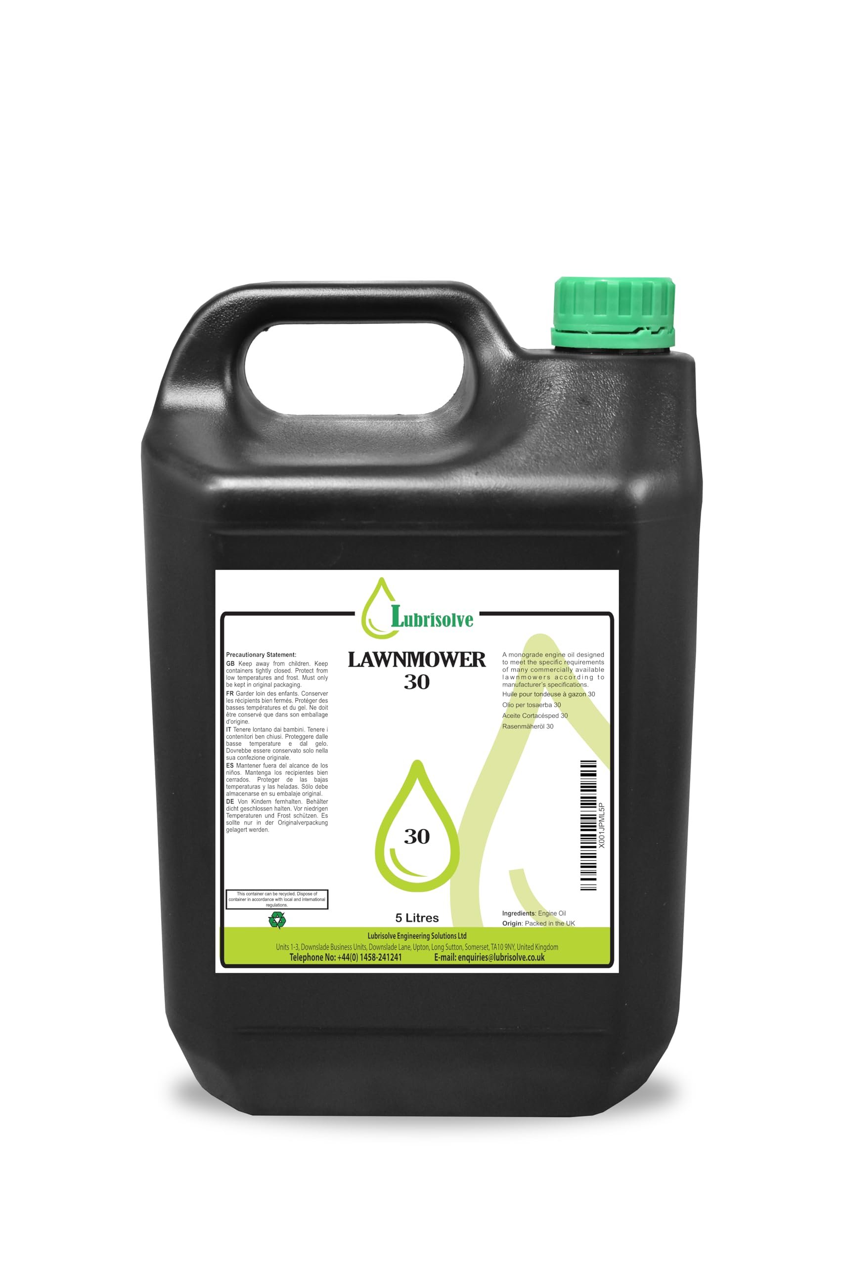 Lubrisolve Lawnmower Oil 30 5 litres Enhanced anti-wear technology and anti-oxidant performance