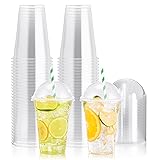 100 PACK 16 oz Clear Plastic Cups with Dome