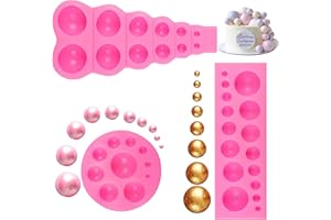 LEFUBABY DIY 3D Pearl Fondant Mold Ball Pearl Semi Sphere Chocolate Silicone Molds Cake Decorating Sugar Lollipop Mold Dome Mousse Accessories Bakeware Tool (3PCS)