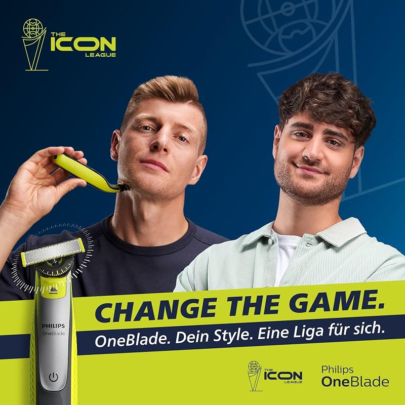 OneBlade 360 Face & Body mit App-Anbindung - elektrischer Rasierer, Trimmer & Bodygroomer, 2x 360 Klingen, verstellbarer Trimmaufsatz, 2x Körperaufsätze, für Gesicht & Körper (QP4631/30)