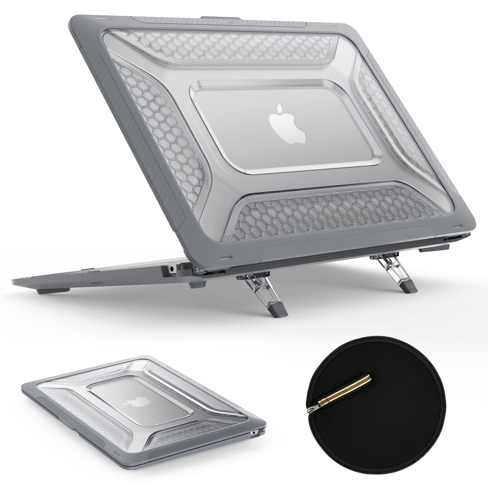 Photo 1 of **MISSING THE BLACK CARRYING BAG** SEYMAC stock Case for MacBook Pro 14 inch, Shock-Absorbing Protection with Folding Stand &Mouse Pad/Bag Case for MacBook Pro 14'' A3112 A3185 A3401 A2918 A2992 2779 2442 m4-m1 2024-2021 (Gray)