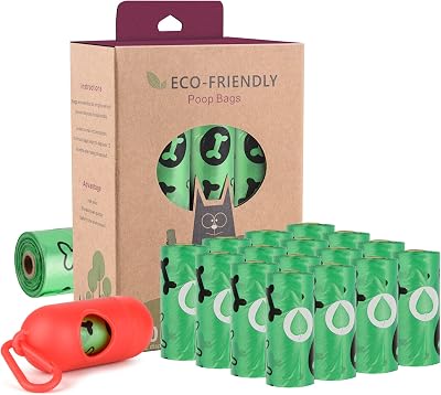 Nineaccy Biodegradable Dog Poo Bags with Holder 240 Large 9x13in Corn Starch