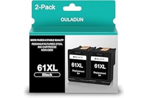 Printer Ink 61XL Black 2 Packs Replacement for HP 61 61 XL Work with HP Envy 4500 5530 Deskjet 2540 1000 3050 OfficeJet 4630 