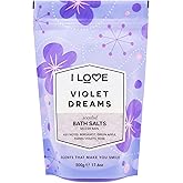 I Love English Rose Scented Bath Salts - Relaxing, Hydrating Bath Soak - Rose Bath Salts with Natural Fruit Extracts - Skin-Softening - 17.6 oz