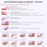 BTArtbox Press On Nails Short 30 Pcs French Tip with Glue Tabs 15 Sizes view 7