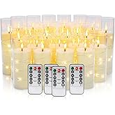 YOROXRG 24 Pack Christmas Decoration Flickering Flameless Candles,Battery Operated Candles,LED String Lights LED Candles for New Year, Home Decor, Parties,Wedding(D2.2 xH 5" 6" 7") (Ivory)