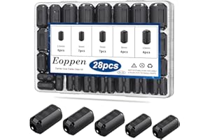 Eoppen 5 Values Ferrite Bead Clip-on Ferrite Core RFI EMI Noise Suppressor Cable Clip for 3mm/ 5mm/ 7mm/ 9mm/ 13mm Diameter Cable (Black)