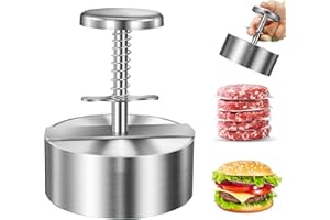 CHengQiSM Burger Press, Adjustable Hamburger Patty Maker 4.2" Stainless Steel Hamburger Press Patty Making Molds Patties for Beef, Vegetables, Meat, BBQ Barbecue Homemade Hamburger