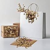 6 Counts Natural Burlap Curly Bows for Gift Wrapping, Self Adhesive Curly Ribbon Bows Rustic Jute Craft Bow for Wine Bottle, Treat Bags, Birthday, Christmas Party Favors - 5 inch