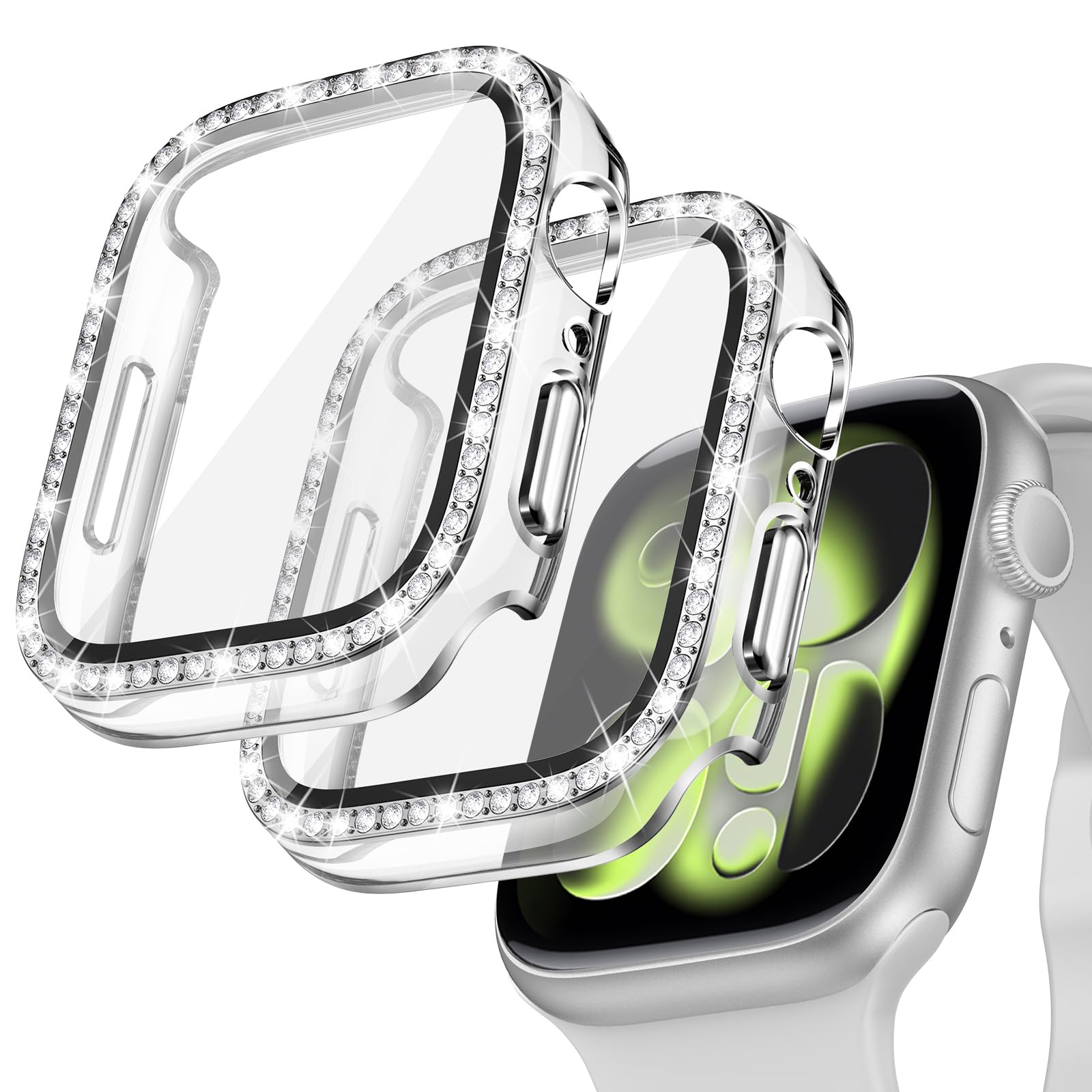 Photo 1 of Goton 2-Pack Bling Case for Apple Watch Series 11/10 Screen Protector 42mm, Women Glitter Diamond Rhinestone Bumper Face Cover for iWatch Accessories 42 mm