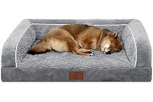 Yiruka Large Dog Bed, Waterproof, Removable Cover, Orthopedic Foam, Non-Slip Bottom, Washable, 36 x 27 x 8 Inch