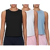 THE GYM PEOPLE Women's Workout Tank Tops 3 Pack Quick Dry Athletic Running Sleeveless Shirts