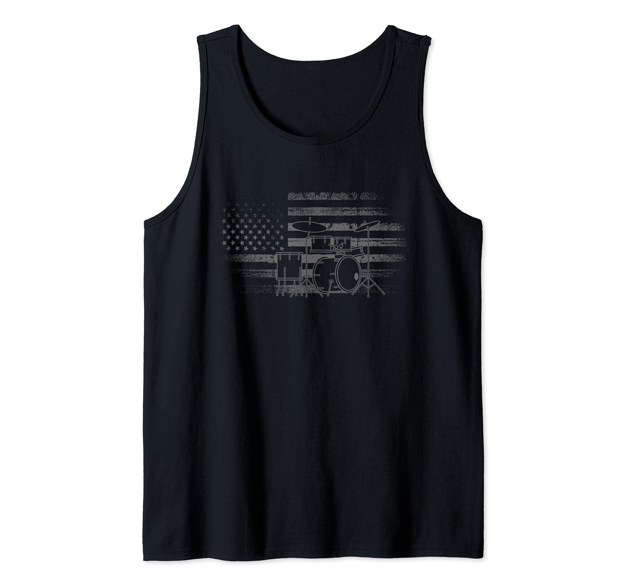 Proud American Drums Player Drumsticks Drummer US Flag Drums Tank Top