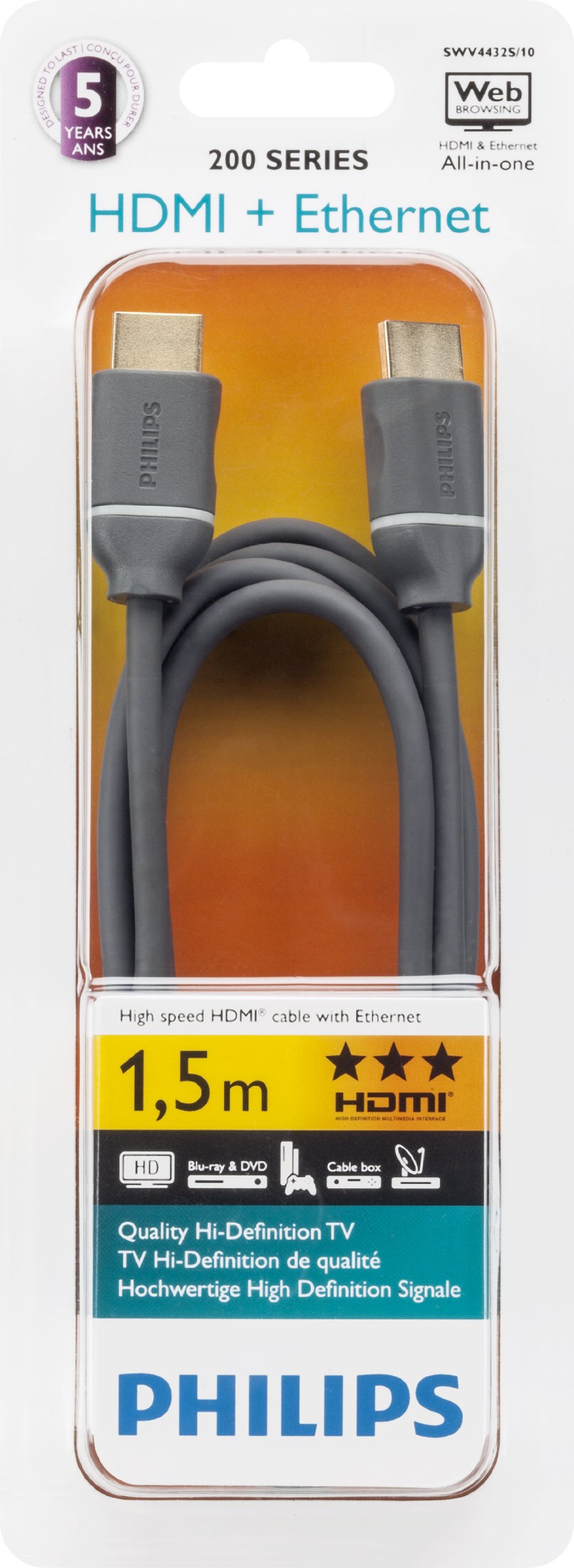 Philips SWV4432S/10 1.5m 3D Compatible HDMI Cable