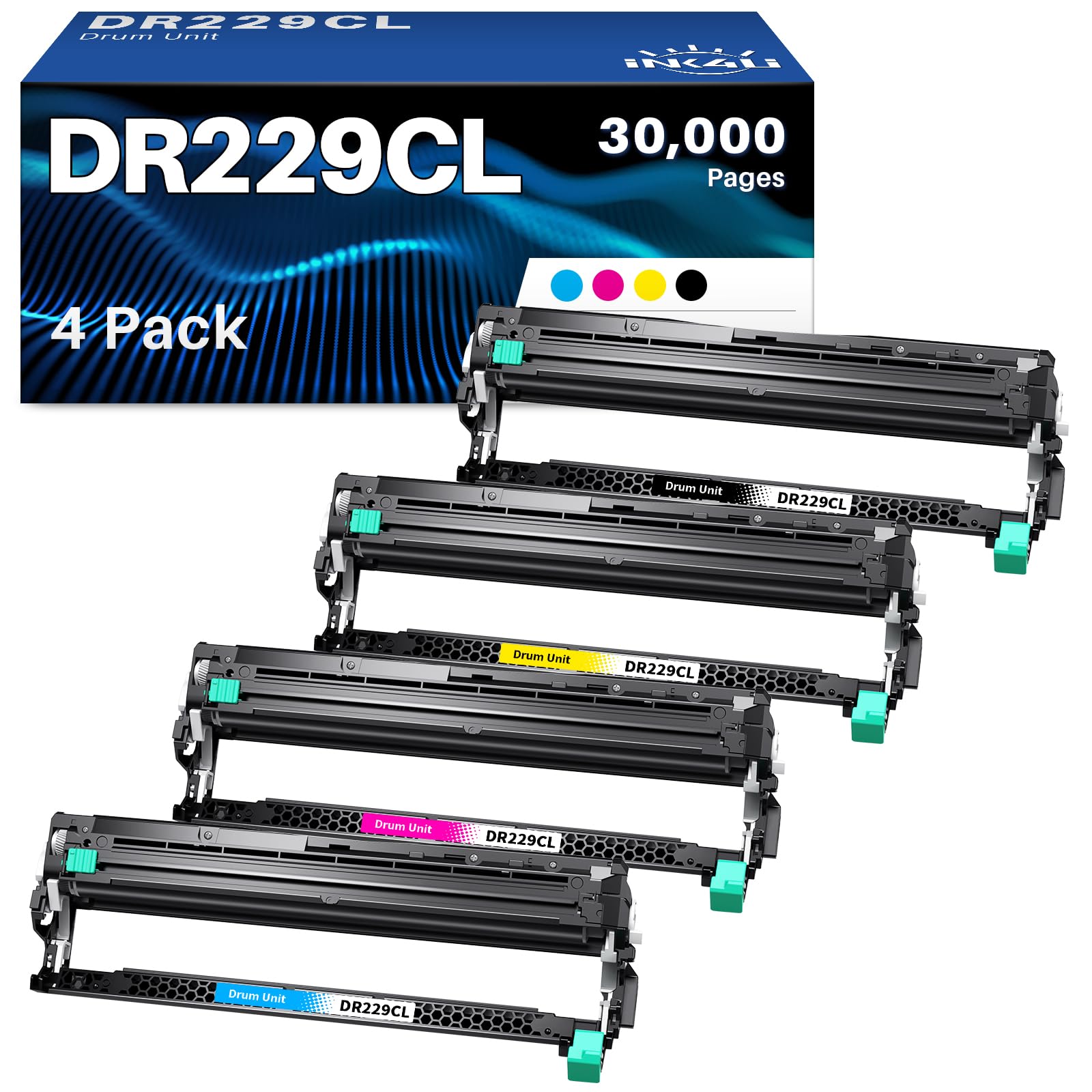 Photo 1 of INK4U DR-229CL Drum Unit Compatible Replacement for Brother DR-229CL DR229 Drum Unit for BrotherHL-L3220CDW HL-L3280CDW MFC-L3720CDW MFC-L3780CDW HL-L3300CDW HL-L3295CDW MFC-L8395CD Printer, 4 Pack