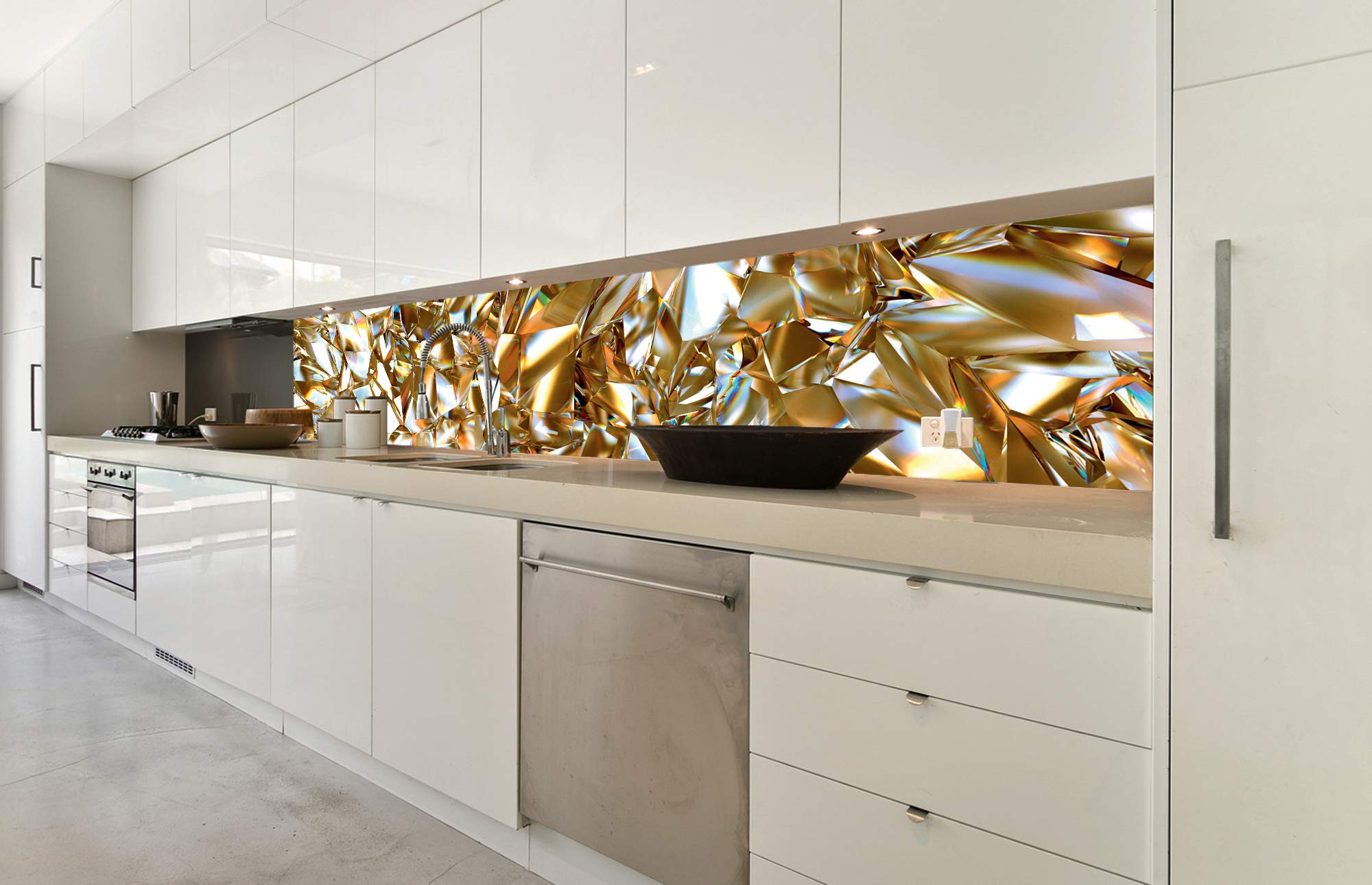 DIMEX LINE Self-Adhesive Kitchen Backsplash Film Golden Crystal | Adhesive Foil - Decorative Foil - Splash Guard for Kitchen | Made in EU - 350.01 cm × 60.00 cm