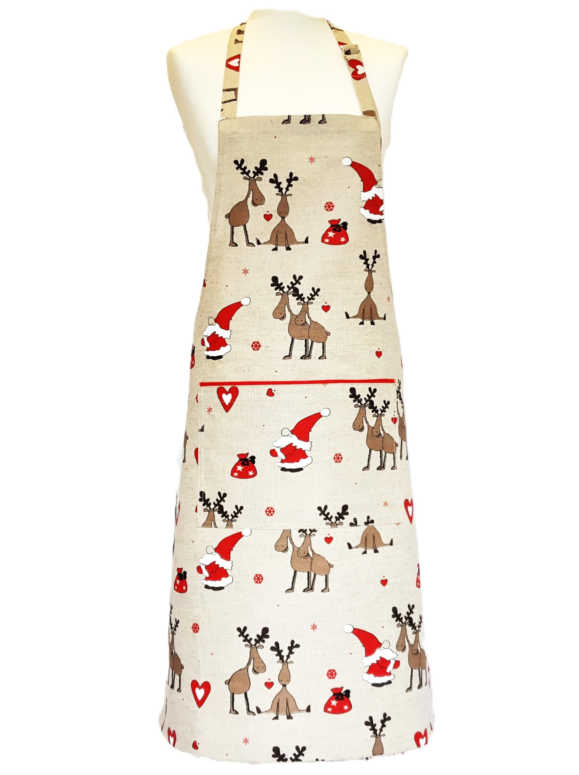 Linen Cotton Christmas Santa's Little Helpers Apron. A great addition to any kitchen, a wonderful gift or a sweet treat for yourself.