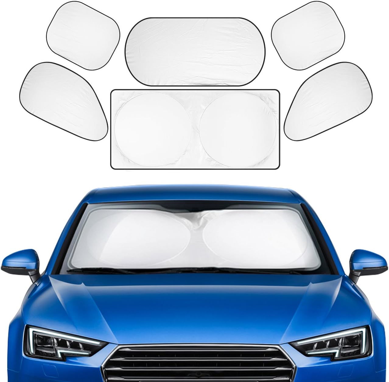 Favoto Car Window Sunshield Windshield Sun Shade 6 Pcs Set UV Protector for Most Vehicle Car SUV MPV