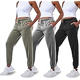 Common Stitch 3 Pack Sweatpants Women, Comfortable Womens Sweatpants, Fleece Womens Elastic Cuff Joggers (Available in Plus)