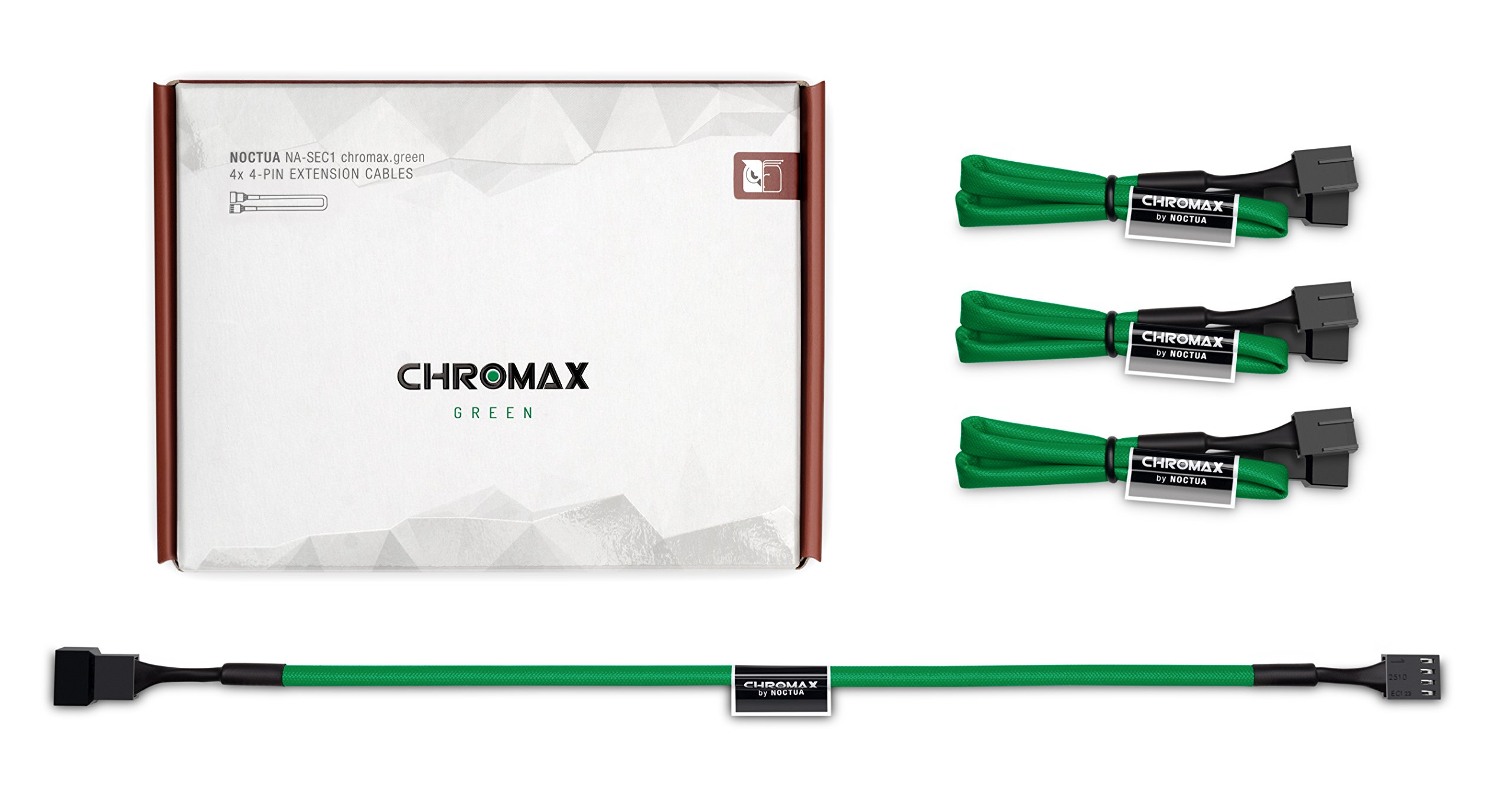 Noctua NA-SEC1 chromax.green, 3-Pin/4-Pin Extension Cables (30cm, Green)
