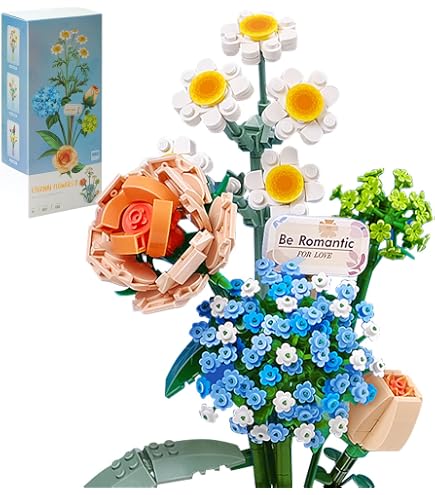 Juego De Construcción De Ramo De Flores De 547 Piezas: Bloques De Colores Para Crear Rosas Y Lavanda, Regalo Ideal Para El Día De La Madre, San Valentín O Cumpleaños