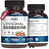 URDRU Berberine HCL Supplement 1500mg - with Ceylon Cinnamon & Gymnema, High Bioavailability Liposomal Berberine Capsules for Women and Men, AMPK Activator