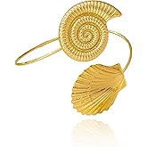 Frodete Gold Arm Cuff for Women Starfish Arm Cuff Adjustable Arms Bracelet Shell Beach Jewelry Summer Vacation Accessory