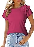 SHEWIN Plus Size Tops for Women 2025 Ruffle Short