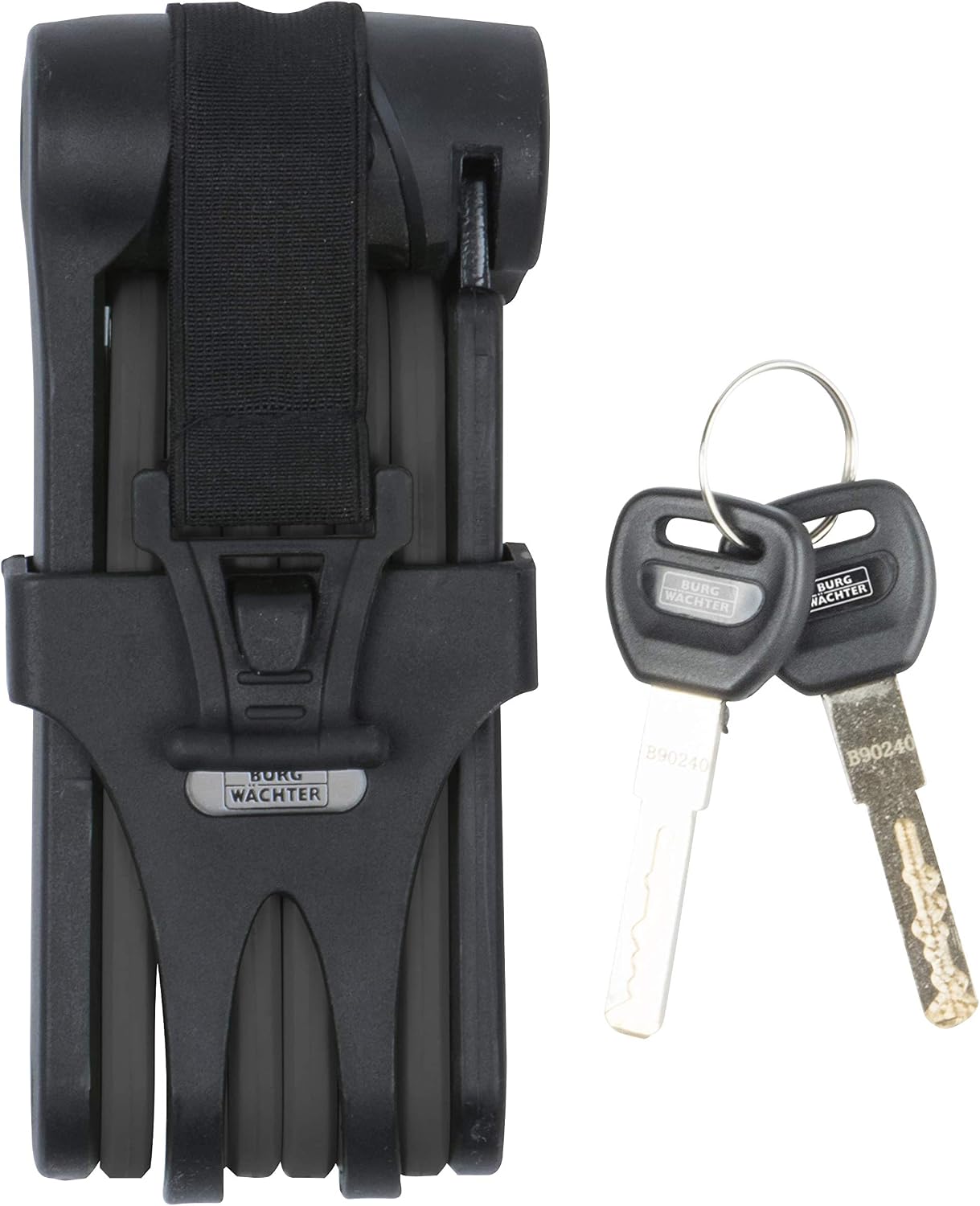 Burg Wachter 388600 80cm Hardened Steel Lightweight Folding Bike Lock-80cm-Black, Black, 67 x 151 x 34mm
