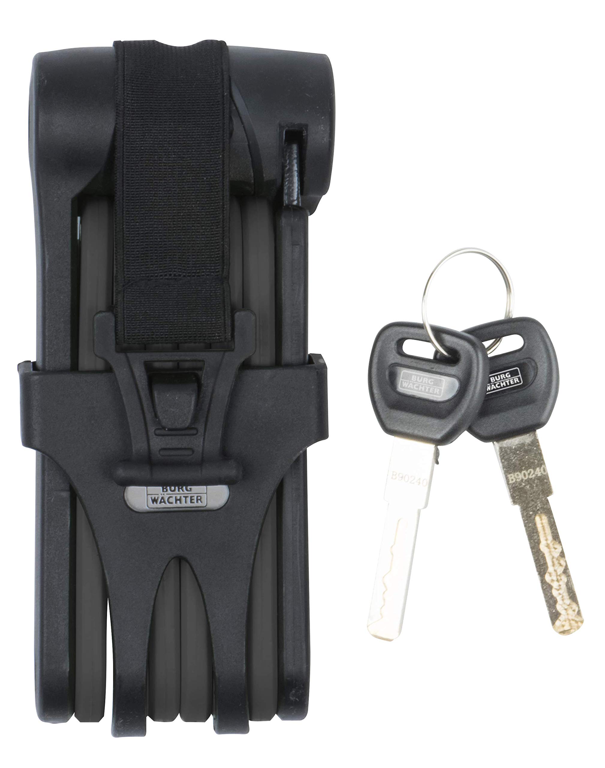 Burg Wachter 388600 80cm Hardened Steel Lightweight Folding Bike Lock-80cm-Black, Black, 67 x 151 x 34mm