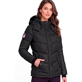 CANADA WEATHER GEAR Puffer Coat Women - Chevron Winter Jacket, Fleece Hood | Fleece-lined collar and hood, ribbed knit cuffs, snap pockets &mdash; built for wind and cold