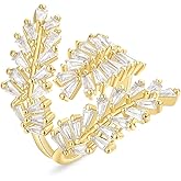 KissYan Gold Rings for Women, 14K Gold Plated Adjustable Statement Irregular Geometric Diamond Twisted Open Stackable Band Chunky Finger Rings Dainty Cubic Zirconia Jewelry Gifts