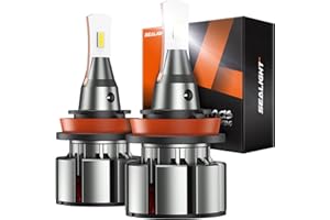 SEALIGHT H11/H9/H8 Light Bulbs, 800% Ultra-Brightness than Halogen, 10-Year Extended Lifespan, 6500K White Illumination for Automotive H11 Lights, Plug-N-Play, Pack of 2